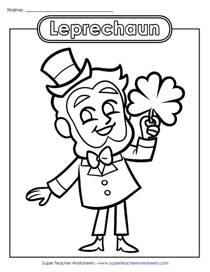 Crafts & Activities - Leprechaun Coloring Page (Basic) (Printable PDF Worksheet)
