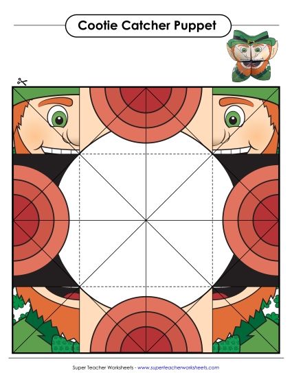 Crafts & Activities - Leprechaun Cootie Catcher (Printable PDF Worksheet)