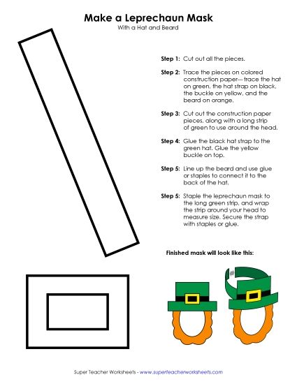 Crafts & Activities - Leprechaun Mask (Printable PDF Worksheet)