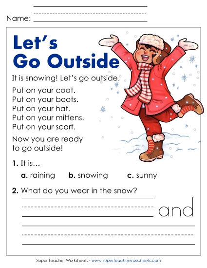 Reading Comprehension - Let's Go Outside - Worksheet (Printable PDF Worksheet)