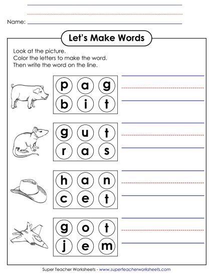 Let's Make Words - Let's Make CVC Words (Printable PDF Worksheet)