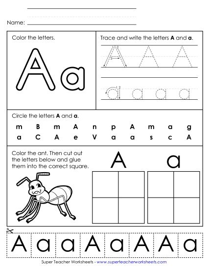 Letter A: Mixed Skills - Letter A - Mixed Skills (Basic) (Printable PDF Worksheet)