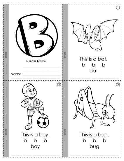 Worksheets - Letter B Mini-Book Activity (Printable PDF Worksheet)