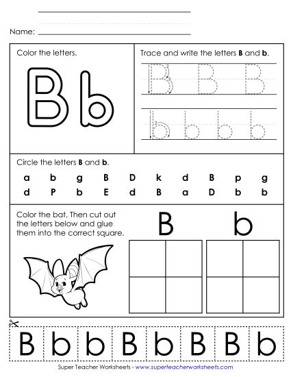 Letter B: Mixed Skills - Letter B - Mixed Skills (Basic) (Printable PDF Worksheet)