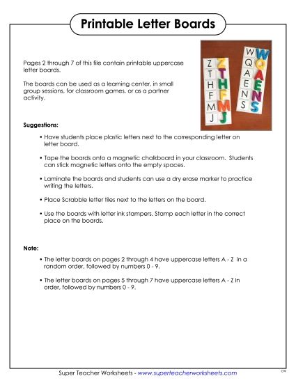 Games & Flashcards - Letter Boards - Uppercase (Printable PDF Worksheet)