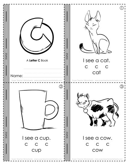 Consonant Sounds - Letter C Miniature Book (Printable PDF Worksheet)