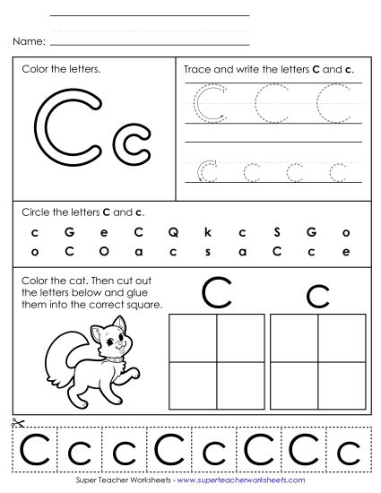 Letter C: Mixed Skills - Letter C - Mixed Skills (Basic) (Printable PDF Worksheet)