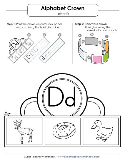 Letters A - Z - Letter D Hat (Printable PDF Worksheet)