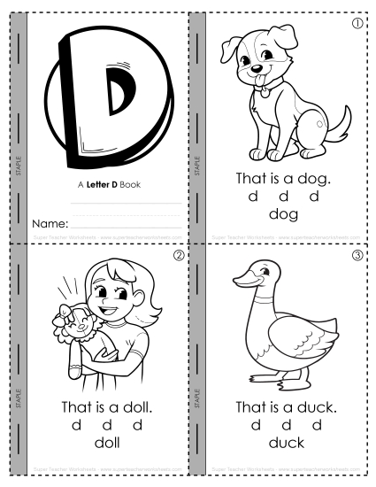 Worksheets - Letter D Mini-Book Activity (Printable PDF Worksheet)