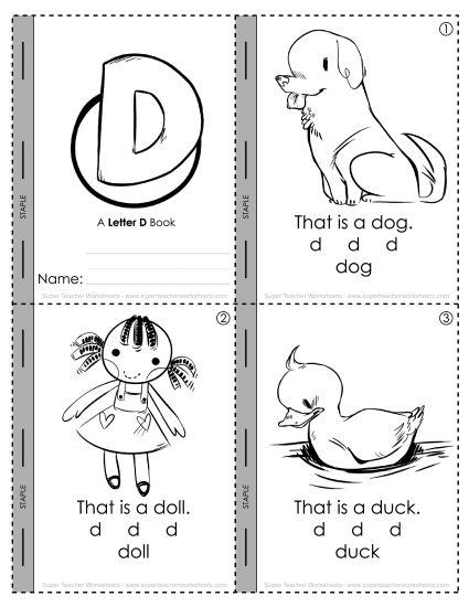 Consonant Sounds - Letter D Mini-Book (Printable PDF Worksheet)