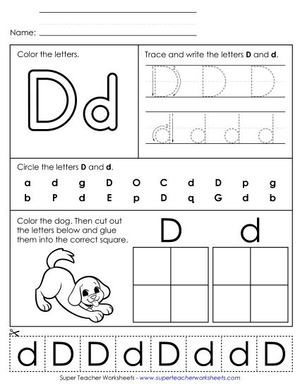 Letter D: Mixed Skills - Letter D - Mixed Skills (Basic) (Printable PDF Worksheet)