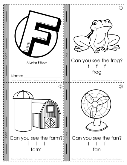 Worksheets - Letter F Mini-Book Activity (Printable PDF Worksheet)