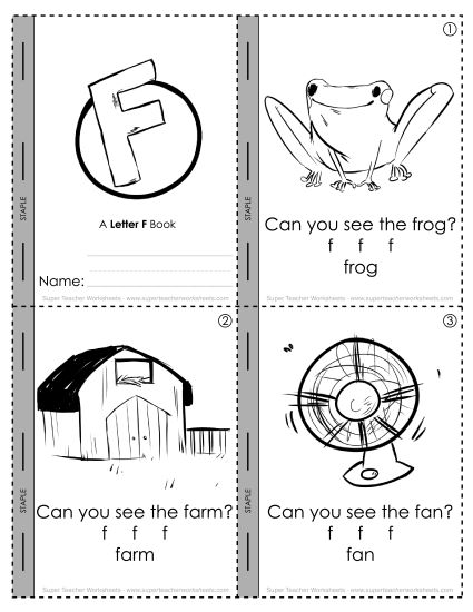 Consonant Sounds - Letter F Mini-Book (Printable PDF Worksheet)