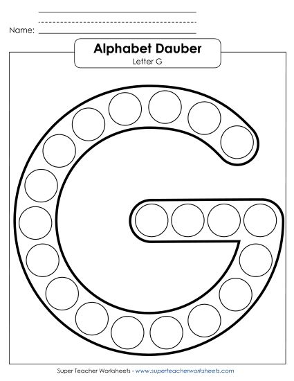 Letter Recognition - Letter G - Dabber (Printable PDF Worksheet)