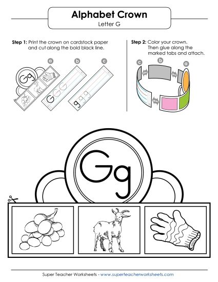 Letters A - Z - Letter G Hat (Printable PDF Worksheet)