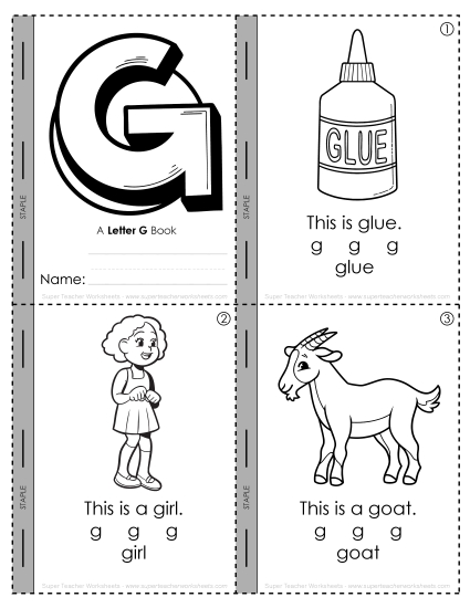 Worksheets - Letter G Mini-Book Activity (Printable PDF Worksheet)