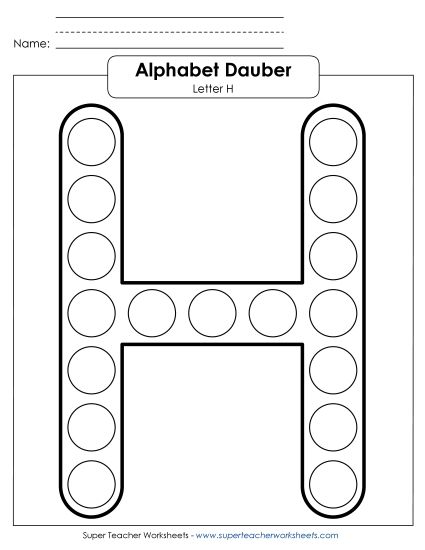 Letter Recognition - Letter H - Dabber (Printable PDF Worksheet)