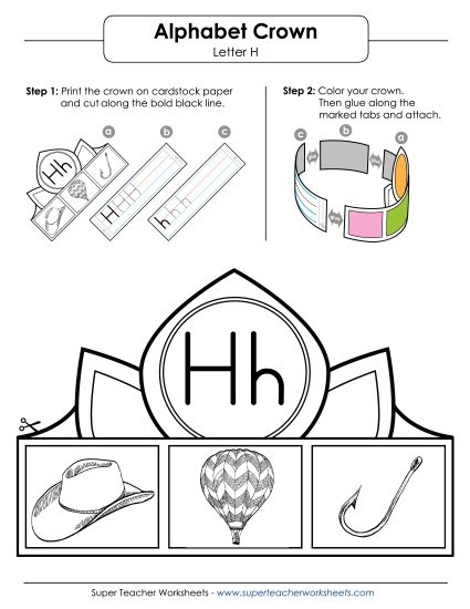 Letters A - Z - Letter H Hat (Printable PDF Worksheet)