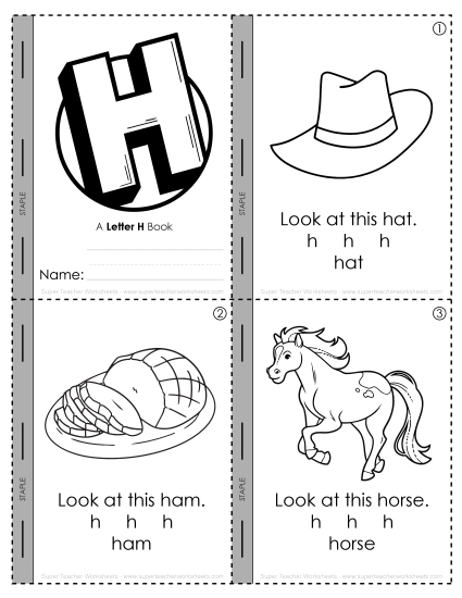 Worksheets - Letter H Mini-Book Activity (Printable PDF Worksheet)