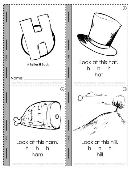 Consonant Sounds - Letter H Mini-Book (Printable PDF Worksheet)