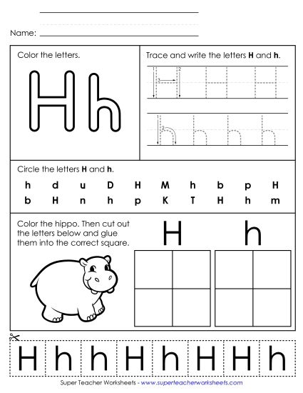 Letter H: Mixed Skills - Letter H - Mixed Skills (Basic) (Printable PDF Worksheet)