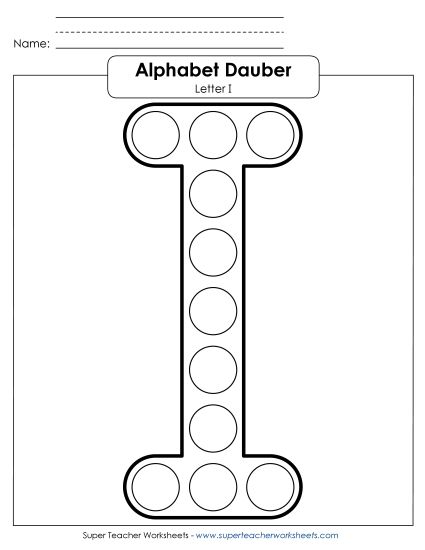 Letter Recognition - Letter I - Dabber (Printable PDF Worksheet)