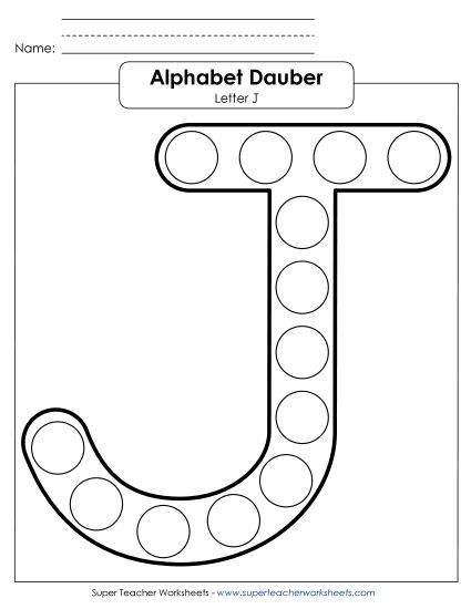Letter Recognition - Letter J - Dabber (Printable PDF Worksheet)