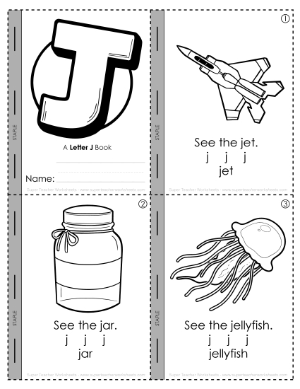 Worksheets - Letter J Mini-Book Activity (Printable PDF Worksheet)