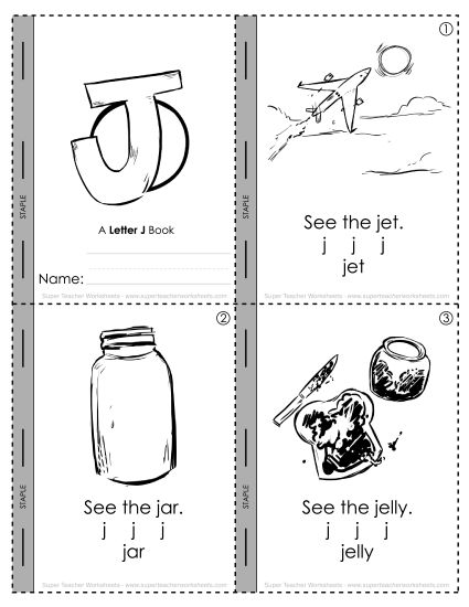 Consonant Sounds - Letter J Mini-Book (Printable PDF Worksheet)