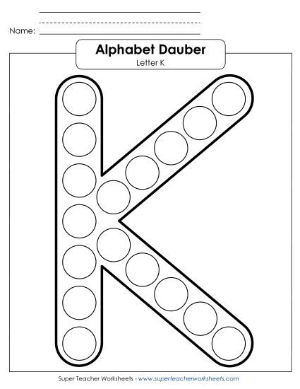 Letter Recognition - Letter K - Dabber (Printable PDF Worksheet)