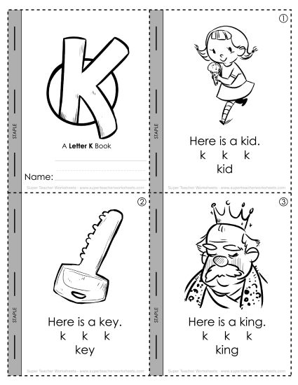 Consonant Sounds - Letter K Mini-Book (Printable PDF Worksheet)