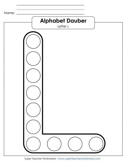 Letter Recognition - Letter L - Dabber (Printable PDF Worksheet)