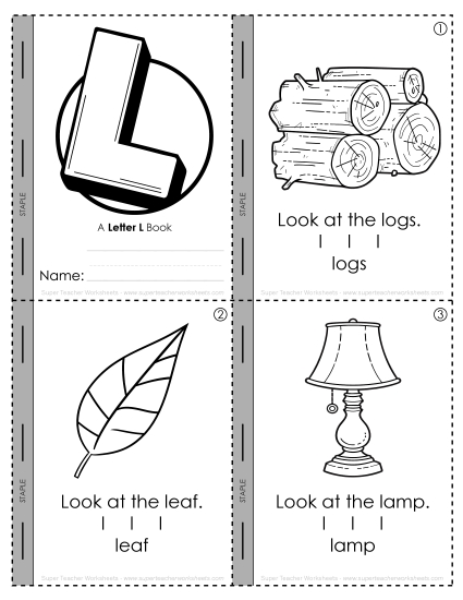 Worksheets - Letter L Mini-Book Activity (Printable PDF Worksheet)