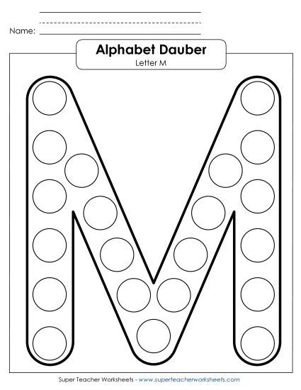 Letter Recognition - Letter M - Dabber (Printable PDF Worksheet)