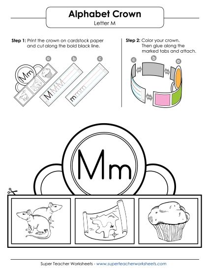Letters A - Z - Letter M Hat (Printable PDF Worksheet)