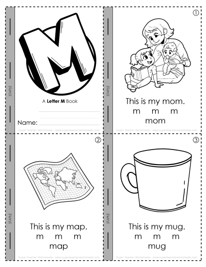 Worksheets - Letter M Mini-Book Activity (Printable PDF Worksheet)