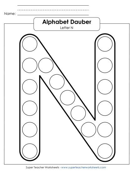 Letter Recognition - Letter N - Dabber (Printable PDF Worksheet)