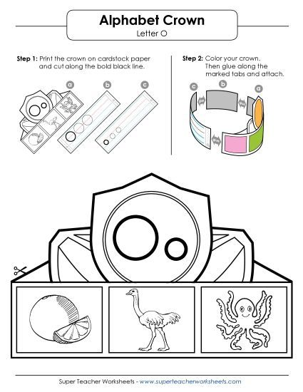 Trace and Print - Letter O - Crown (Printable PDF Worksheet)