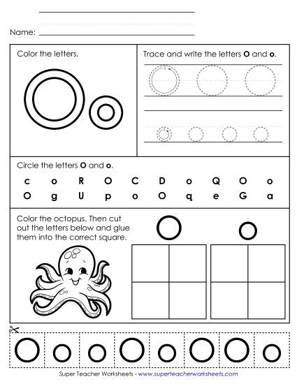 Letter O: Mixed Skills - Letter O - Mixed Skills (Basic) (Printable PDF Worksheet)