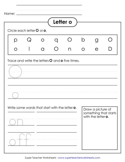 Trace and Print - Letter O o - Printing Practice Sheet (Printable PDF Worksheet)