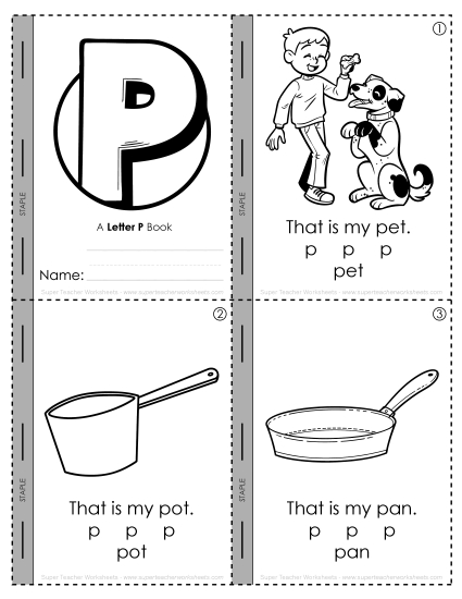Worksheets - Letter P Mini-Book Activity (Printable PDF Worksheet)