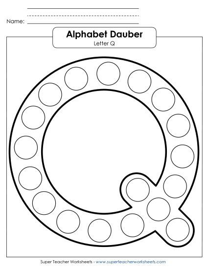 Letter Recognition - Letter Q - Dabber (Printable PDF Worksheet)