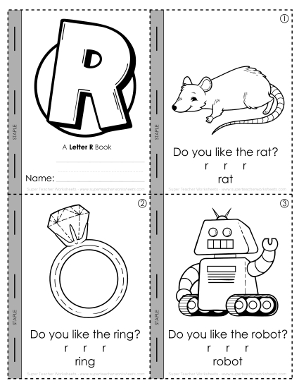 Worksheets - Letter R Mini-Book Activity (Printable PDF Worksheet)