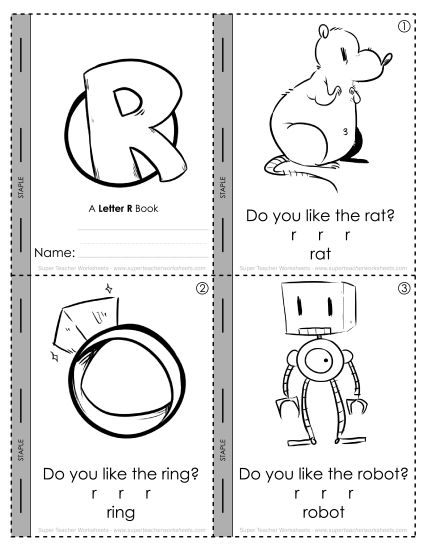Consonant Sounds - Letter R Mini-Book (Printable PDF Worksheet)