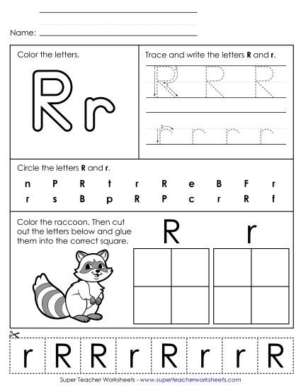 Letter R: Mixed Skills - Letter R - Mixed Skills (Basic) (Printable PDF Worksheet)