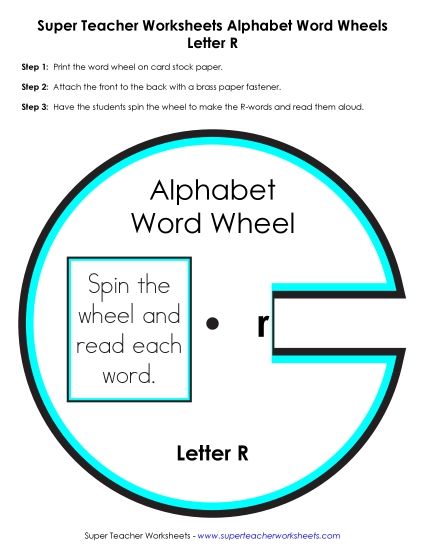 Beginning Consonants Word Wheels - Letter R Word Wheel (Printable PDF Worksheet)