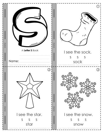 Worksheets - Letter S Mini-Book Activity (Printable PDF Worksheet)