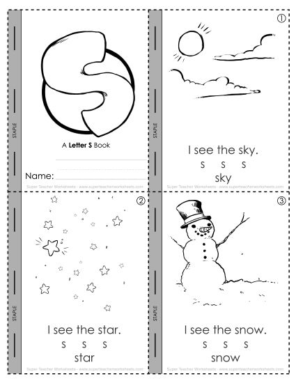 Consonant Sounds - Letter S Mini-Book (Printable PDF Worksheet)