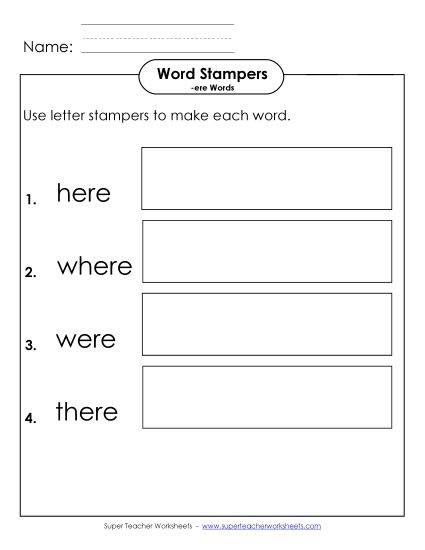 Worksheets - Letter Stampers Activity (-ere Words)  (Printable PDF Worksheet)