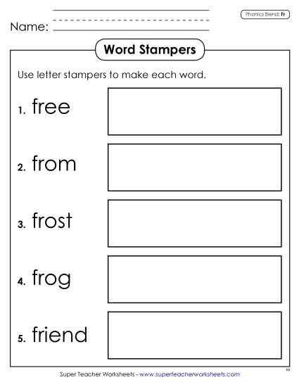 Games & Learning Centers - Letter Stampers (Fr- Words) (Printable PDF Worksheet)